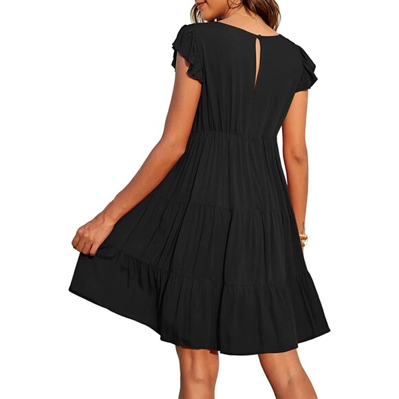 Kaleejoy Ruffle Babydoll Loose Flowy Pleated Dress Sz XL - Picture 2 of 5